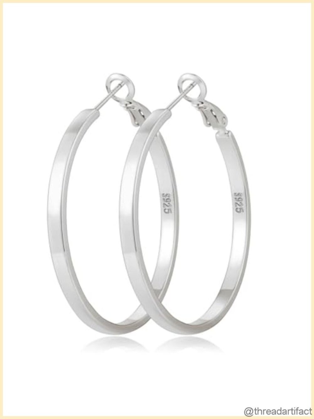 Silver Plated Thin Hoop Earrings Hypoallergenic Latch Back Women Jewelry